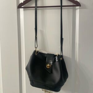Topshop Black Crossbody Bag with Gold Chain